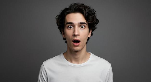 驚く男性　Shocked manの写真