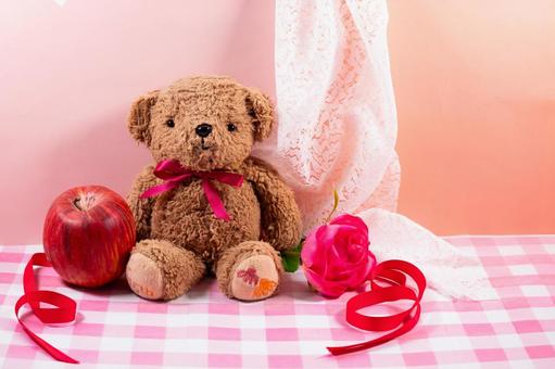 ピンク背景のテディベア テディベア,ぬいぐるみ,クマの写真素材