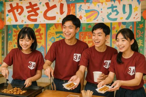お揃いTシャツで模擬店を運営 お揃いTシャツで模擬店を運営の写真