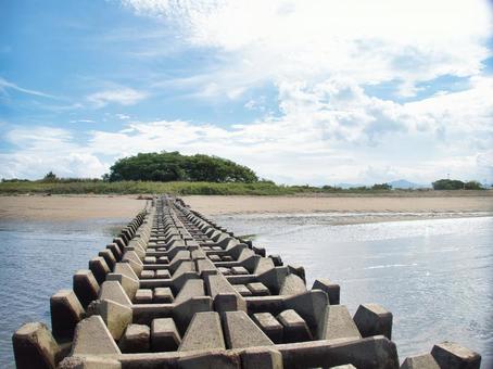 海岸の風景 海岸の風景 海岸,テトラポッド,波消ブロックの写真素材