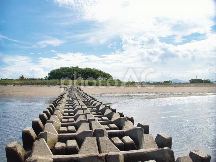 海岸の風景 海岸,テトラポッド,波消ブロックの写真素材