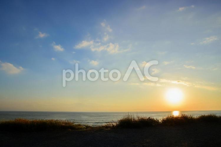 海辺の夕焼け 海,黄昏,夕焼けの写真素材