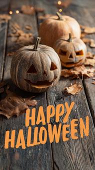 枯れ葉とオレンジかぼちゃで作るハロウィン 枯れ葉とオレンジかぼちゃで作るハロウィンの写真