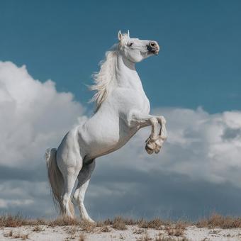 生命力溢れる白馬の姿 生命力溢れる白馬の姿の写真