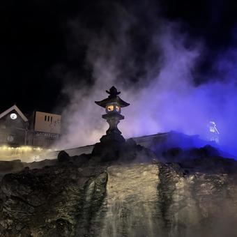 草津温泉 草津温泉,草津,夜景の写真素材
