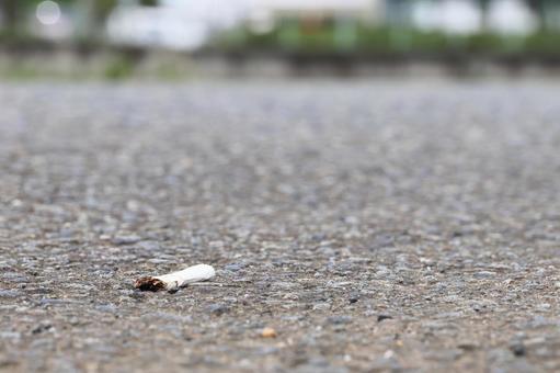 路上に捨てられたタバコの吸い殻 タバコの吸い殻,ポイ捨て,マナー違反の写真素材