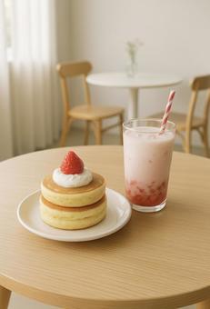 パンケーキといちごミルク パンケーキといちごミルクの写真