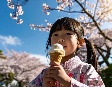 アイスクリームを食べる子供 アイスクリームを食べる子供の写真
