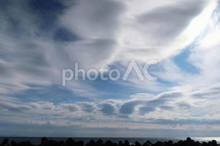 海と空と雲 野外,海,空の写真素材