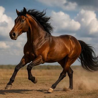 草原を走る馬 草原を走る馬の写真