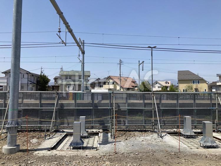 工事中の長野県松本市村井駅 村井駅,工事中,松本市の写真素材