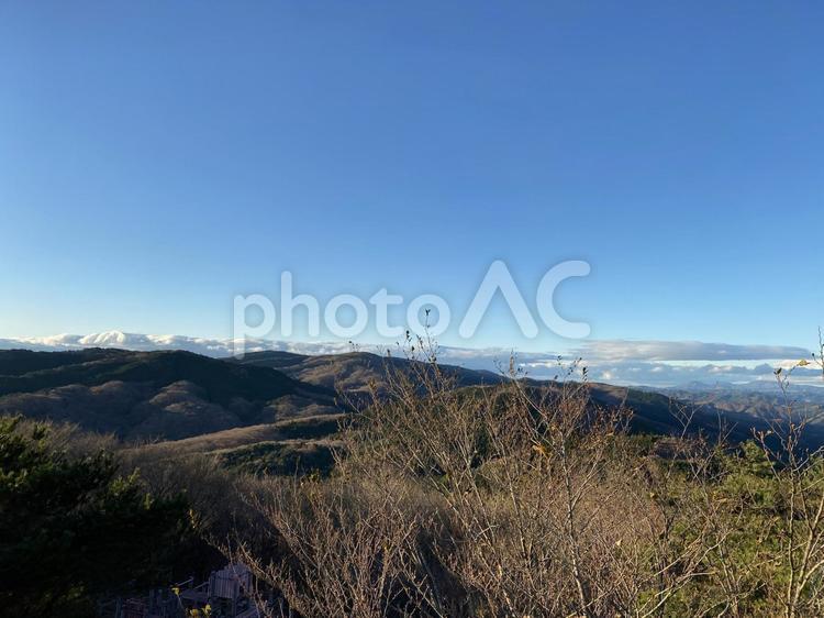 山の頂上からの眺め 山,空,頂上の写真素材
