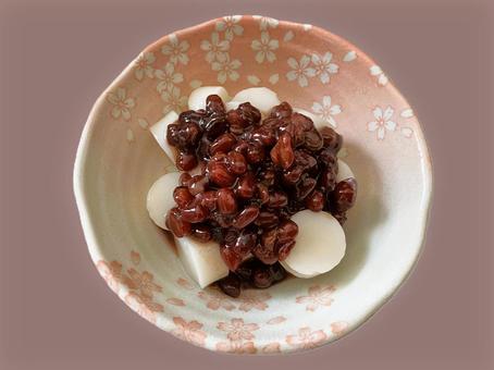 白玉ぜんざい（小豆缶、棒状白玉） ぜんざい,白玉,汁なしの写真素材