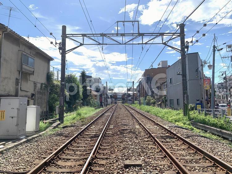 青空と線路 青空,線路,鉄道の写真素材
