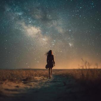 星空と美女 星空と美女の写真