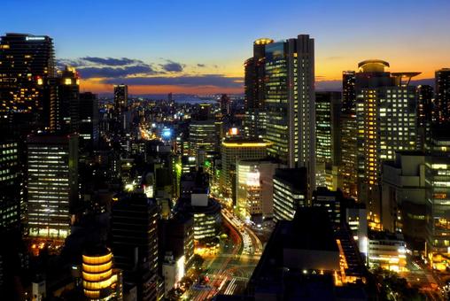 大阪の中心部夜景 大阪,梅田,大阪市の写真素材