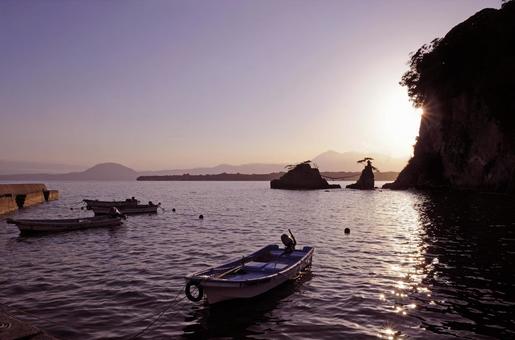 金輪島夕景1 夕景,海,夕空の写真素材