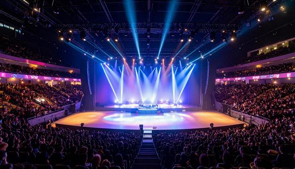 ネオンカラーのアイドルのステージ背景の写真