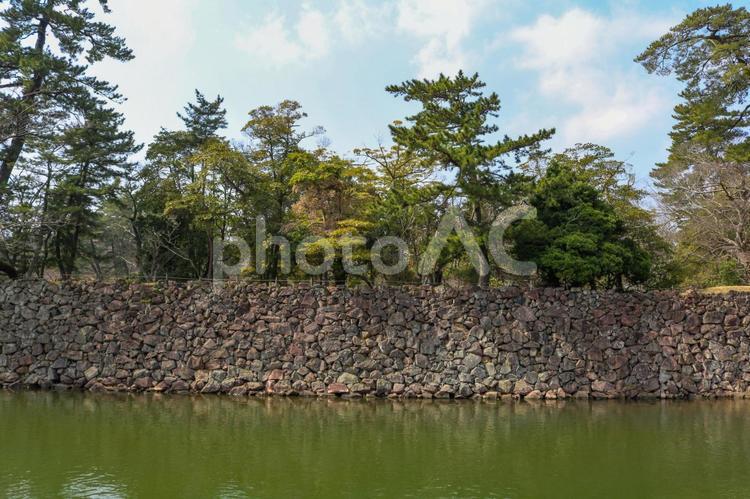 松江城の城壁 空,自然,風景の写真素材