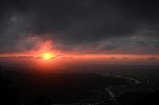 獅子吼から見た手取川の夕焼け(1) 獅子吼から見た手取川の夕焼け(1)の写真