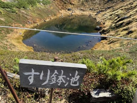 大雪山旭岳すり鉢池看板 大雪山旭岳すり鉢池看板の写真
