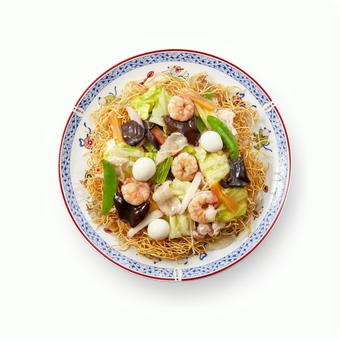 皿うどん 真俯瞰 皿うどん 真俯瞰の写真