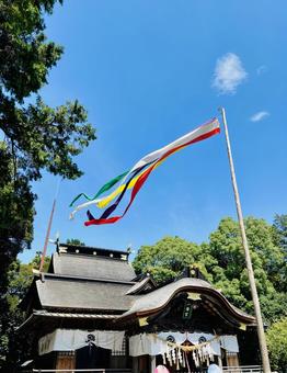 飯野八幡神社の吹き流し 福島県,いわき市,花傘の写真素材
