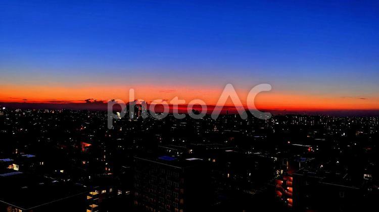 東京夜景 夕焼け,夕暮れ,空の写真素材