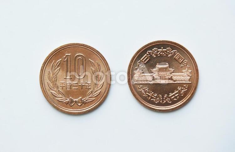 日本の10円玉硬貨 10円玉,硬貨,貨幣の写真素材