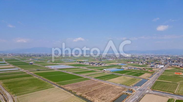 佐賀県佐賀市の風景　ドローン空撮 佐賀,佐賀県,空撮の写真素材