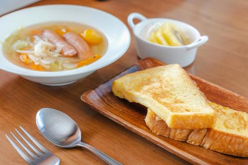 French toast and sausage soup breakfast, JPG