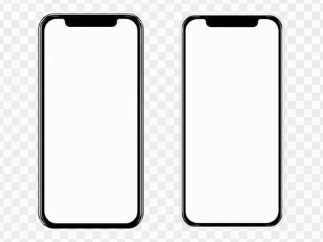 透過 枠だけのリアルなスマホ 黒白2台 透過 枠だけのリアルなスマホ 黒白2台 スマホ,スマートフォン,透過の写真素材