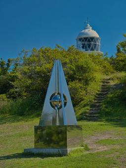 子午線と灯台 子午線,灯台,友ヶ島の写真素材
