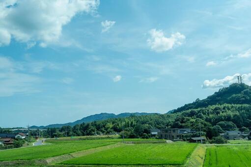 宇部市の美しい原風景 山口県,田舎,田んぼの写真素材