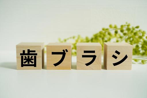 木製ブロックに『歯ブラシ』の文字 木製ブロックに『歯ブラシ』の文字 歯ブラシ,歯磨き,歯科の写真素材