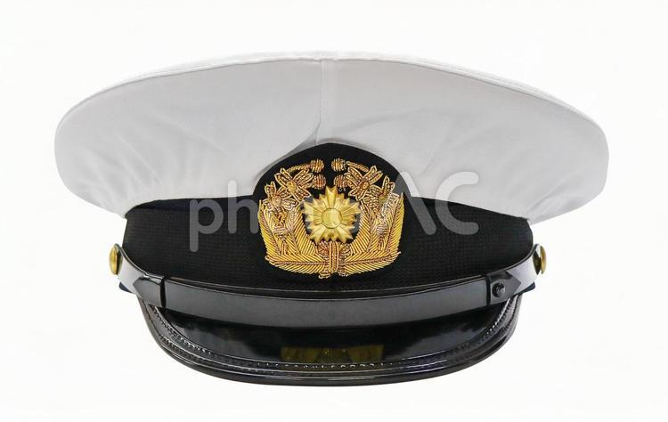 ［psd］制帽　白　切抜済み　正面 1451 帽子,交通安全運動,制服の写真素材