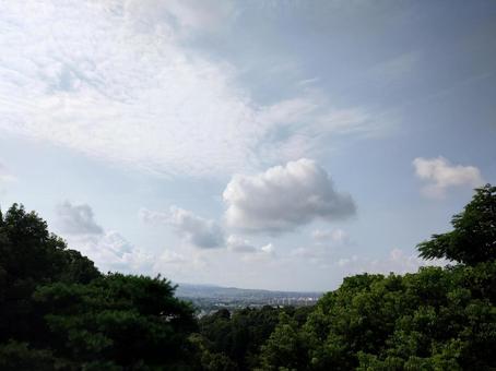 京都の町並みと空 京都の町並みと空の写真