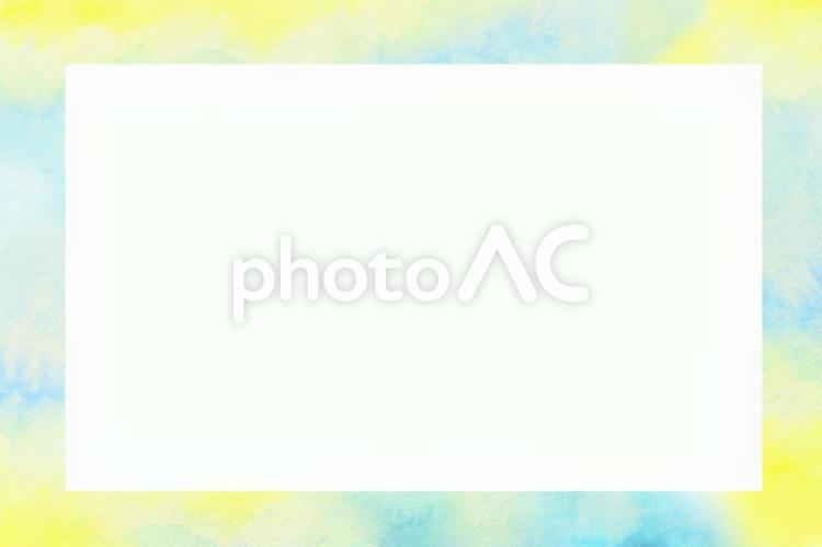ふわふわ水彩のフレーム　黄色と水色 ふわふわ,ふんわり,水色の写真素材