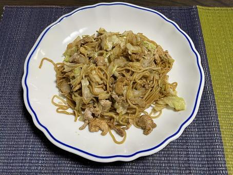 焼きそば 焼きそば,皿,陶器の写真素材