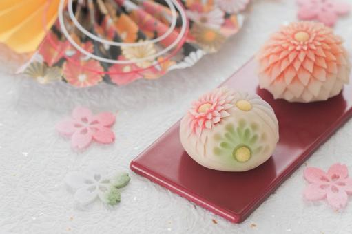 創作和菓子、練り切り 練り切り,年賀状,和菓子の写真素材