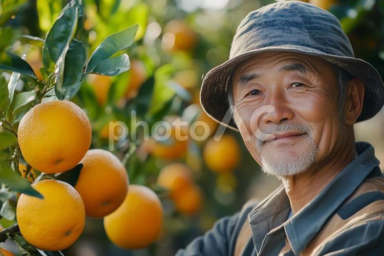 柑橘を育てる農家の男性のイメージ 農家,柑橘,みかんの写真素材