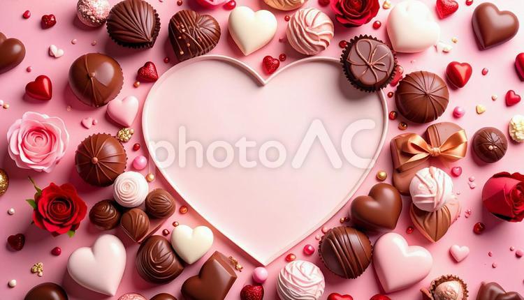 チョコレート背景・バレンタインフレーム バレンタインデー,チョコレート,背景素材の写真素材