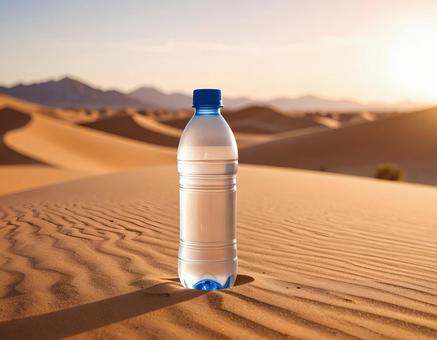 砂漠　ペットボトル　水の写真