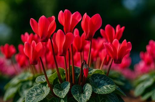 シクラメンの花のアップ・観葉植物・花びら シクラメンの花のアップ・観葉植物・花びらの写真