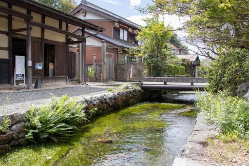 醒井宿 醒井宿,地蔵川,居醒の清水の写真素材