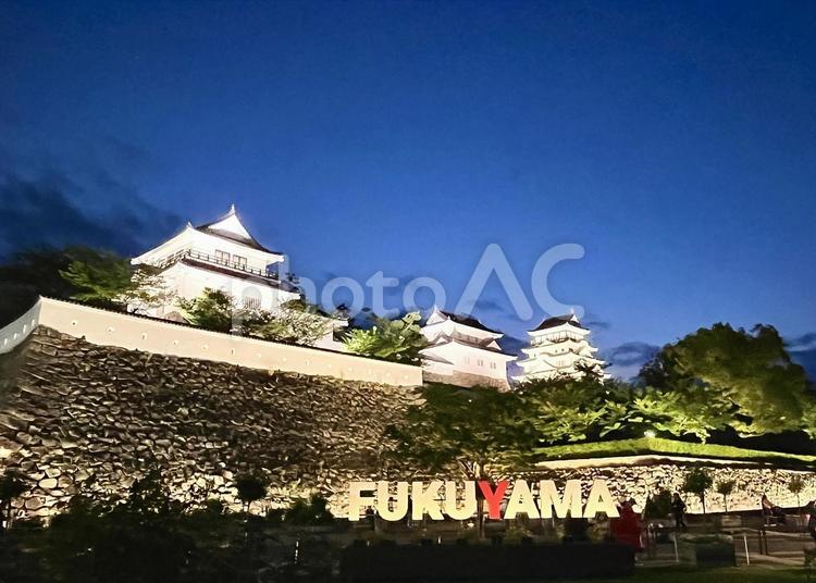 【風景写真】福山城が見える風景 福山城,天守閣,お城の写真素材