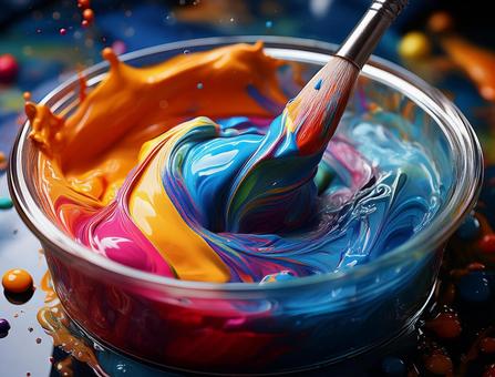 カラフルな絵の具 カラフルな絵の具の写真