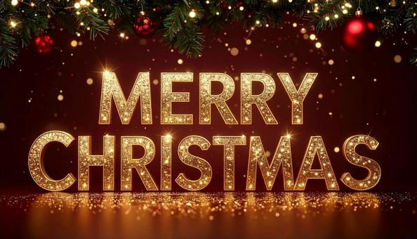 MerryChristmasの文字 金色 MerryChristmasの文字 金色の写真