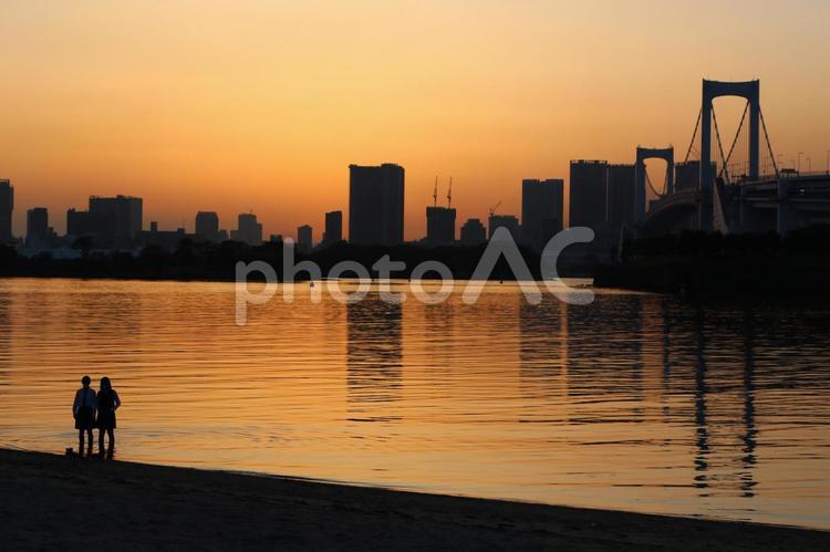 お台場の夕焼け お台場,夕焼け,海の写真素材