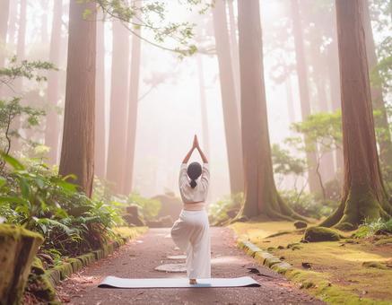 ヨガする女性の写真